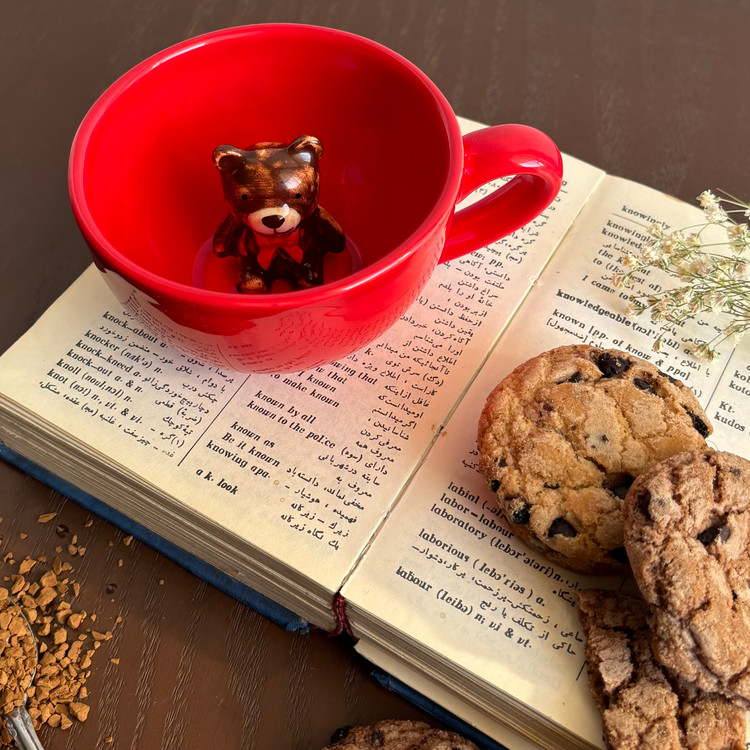 فنجان لته خوری تدی پاپیون دار