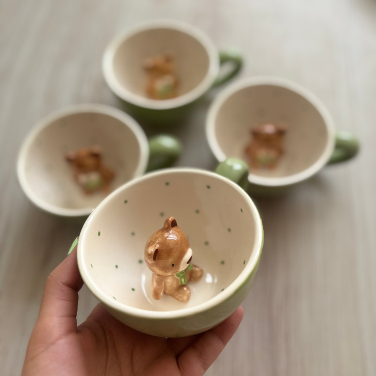 فنجان لته خوری تدی پاپیون دار